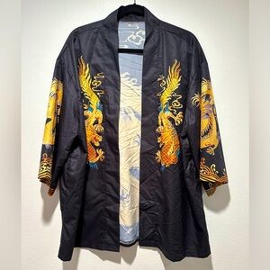 Gold Dragon Black Kimono, Unisex, Size XL